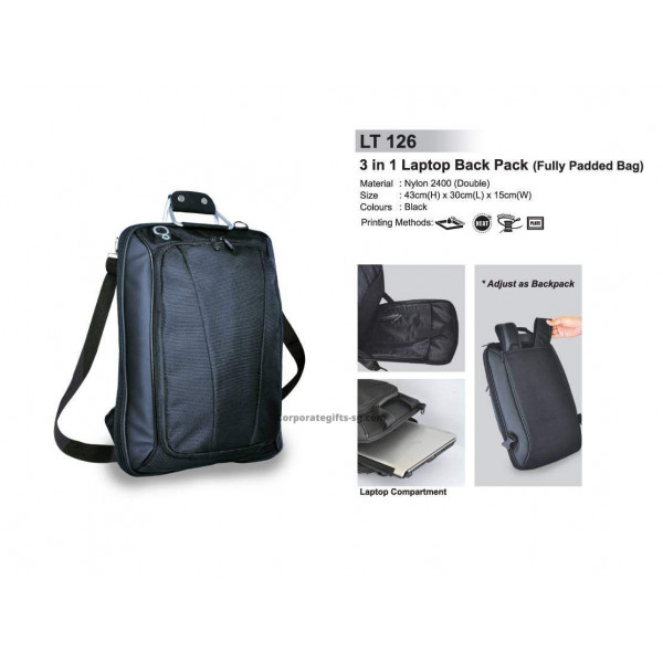 LT 126 3 in 1 Laptop Back Pack (Fully Padded Bag)